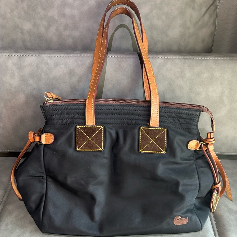 Dooney & Bourke “Betty” Nylon Shoulder Bag – Black with Leather Trim